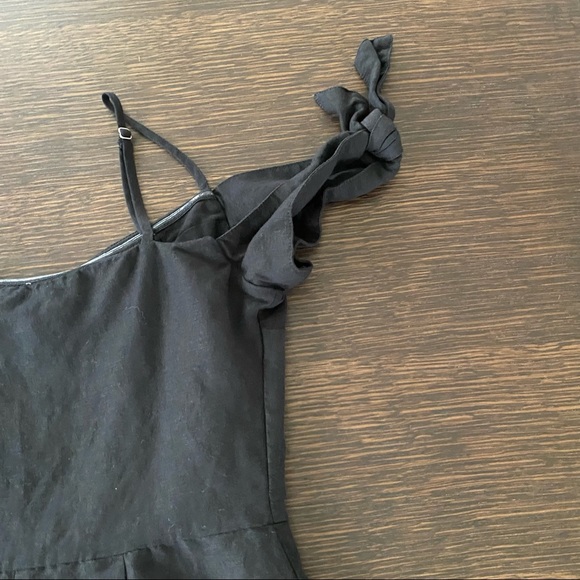 A&F black linen midi dress with tie shoulders - Picture 11 of 14